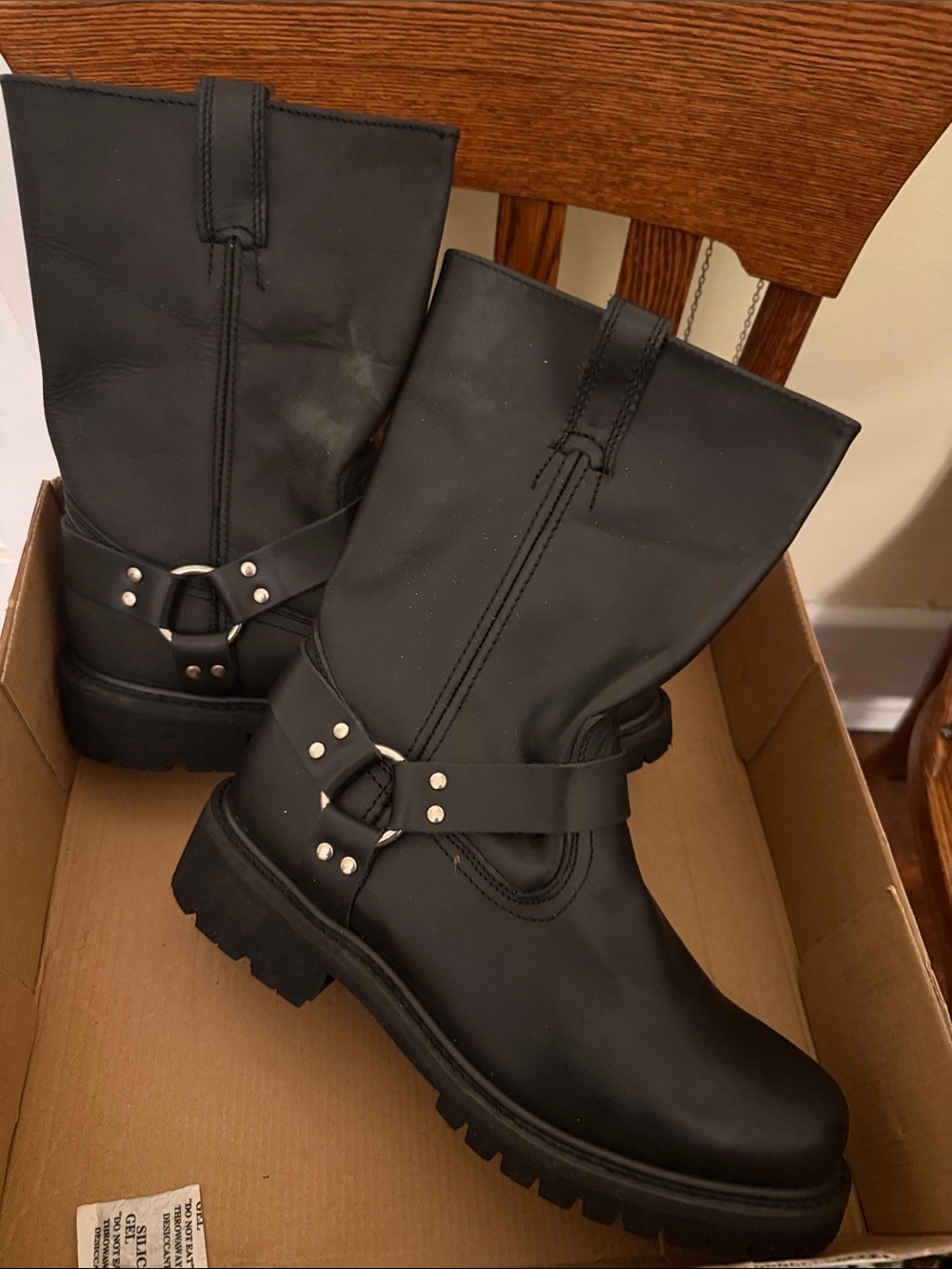 Men’s X Climate Black Harness Moto Boots
10.5
